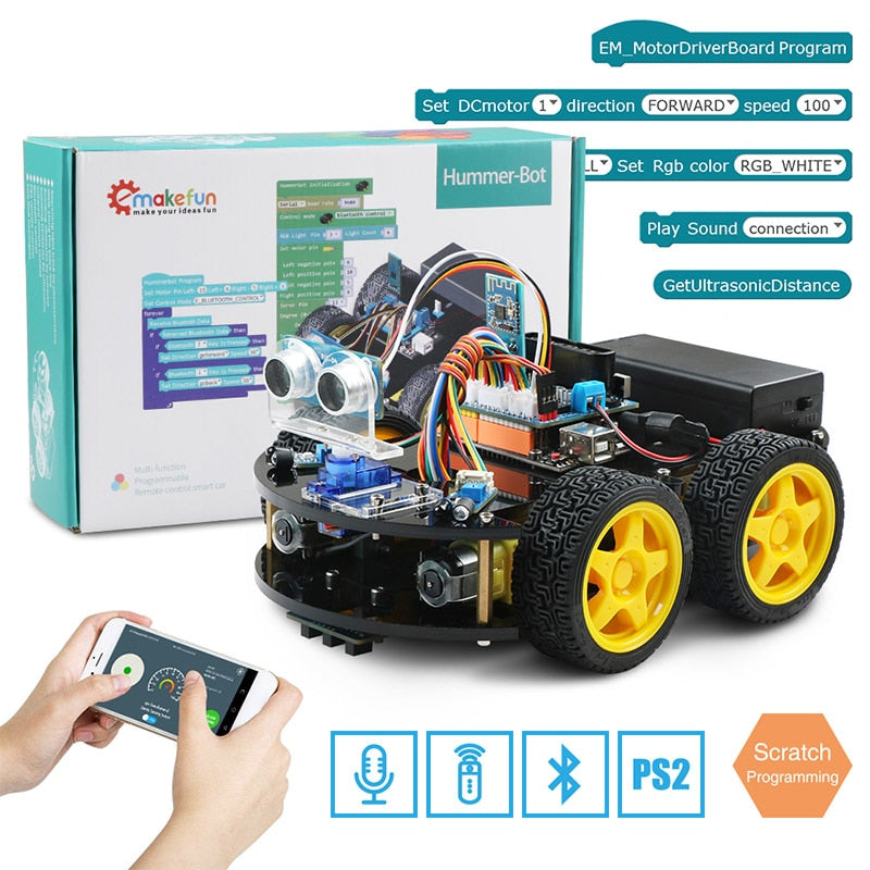 Emakefun For Arduino Robot 4WD Cars APP RC Remote Control Bluetooth Ro –  Rely Tin